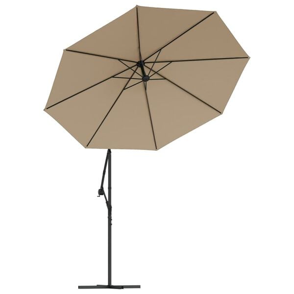 vidaXL Cantilever Garden Parasol with LED Lights and Steel Pole 300 cm Taupe