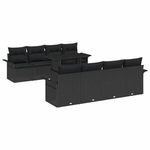 vidaXL Garden Sofa Set 9 pcs Black [Synthetic]: Poly Rattan