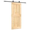 vidaXL Sliding Door Natural and Black 85 x 210 cm Solid Pine Wood