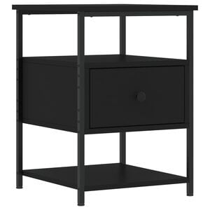 vidaXL Bedside Cabinet Black 40x42x56 cm Engineered Wood