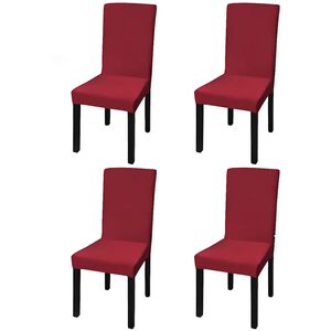 vidaXL Chair Cover | Set of 4 | Bordeaux | 90% Polyester, 10% Spandex