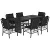 vidaXL 7 Piece Garden Dining Set with Cushions Black Poly Rattan