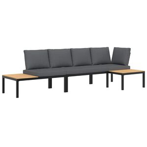 vidaXL 3 Piece Garden Sofa Set with Cushions Black Aluminium