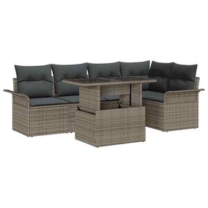 vidaXL Garden Sofa Set with Cushion 6 pcs Grey Poly Rattan