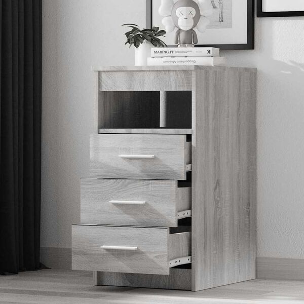 vidaXL Drawer Cabinet Grey Sonoma 40x50x76 cm Engineered Wood
