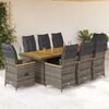 vidaXL 9 Piece Garden Bistro Set with Cushions Grey Poly Rattan