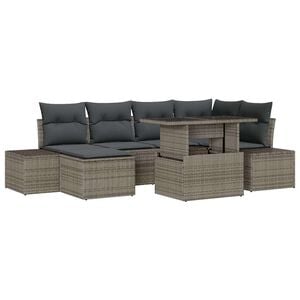 vidaXL Garden Sofa Set with Storage 7 pcs Grey Poly rattan