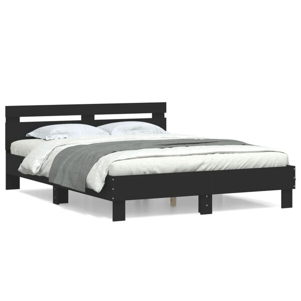vidaXL Bed Frame without Mattress Black 150x200 cm King Size