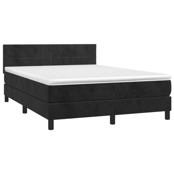 vidaXL Box Spring Bed with Mattress Black 137x187 cm Double Size Velvet