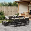 vidaXL 11 Piece Garden Dining Set with Cushions Black Poly Rattan