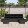 vidaXL Garden Sofa Set with Cushion 6 pcs Black Poly Rattan