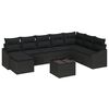 vidaXL Sofa Set with Cushion 9 pcs Black Poly Rattan