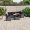 vidaXL 7 Piece Garden Sofa Set with Cushions Black Poly Rattan