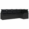 vidaXL Garden Sofa Set with Storage 5 pcs Black Poly Rattan