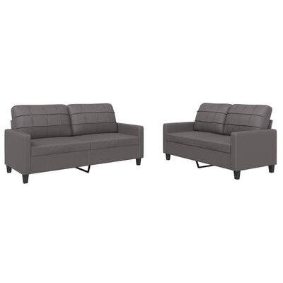 vidaXL 2 Piece Sofa Set with Cushions Grey Faux Leather