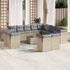 vidaXL 14 Piece Garden Sofa Set with Cushions Beige Poly Rattan