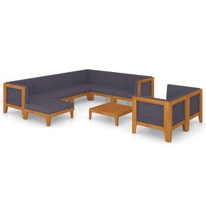 vidaXL 10 Piece Garden Lounge Set with Cushions Solid Acacia Wood