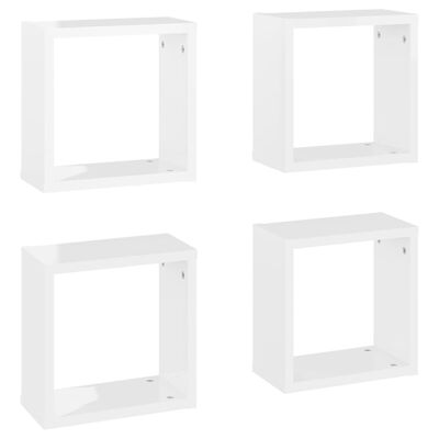vidaXL Wall Cube Shelves 4 pcs High Gloss White 30x15x30 cm