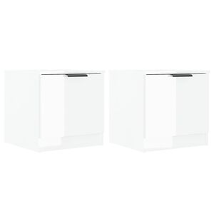 vidaXL Bedside Cabinets 2 pcs High Gloss White 40x39x40 cm