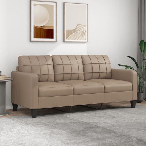vidaXL 3-Seater Sofa Cappuccino 180 cm Faux Leather