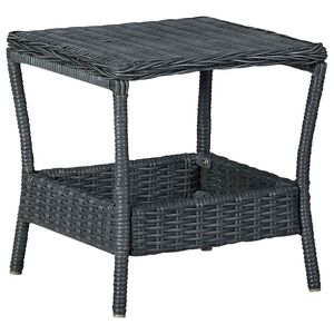 vidaXL Garden Table | Dark Grey | PE Rattan, Powder-Coated Steel, PP board