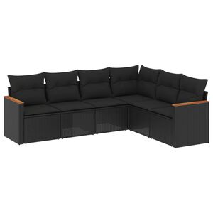 vidaXL 6 Piece Garden Sofa Set with Cushions Black Poly Rattan