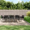 vidaXL 9 Piece Garden Dining Set with Cushions Black Poly Rattan and Steel