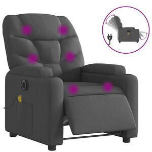 vidaXL Electric Massage Recliner Chair Dark Grey Fabric