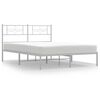 vidaXL Metal Bed Frame without Mattress with Headboard White 150x200cm