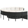 vidaXL Garden Sofa with Table and Cushions Round Black Poly Rattan