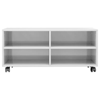 vidaXL TV Cabinet with Castors High Gloss White 90x35x35 cm Engineered Wood