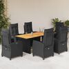vidaXL 7 Piece Garden Dining Set with Cushions Black Poly Rattan