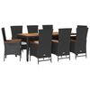 vidaXL 9 Piece Garden Dining Set with Cushions Black Poly Rattan