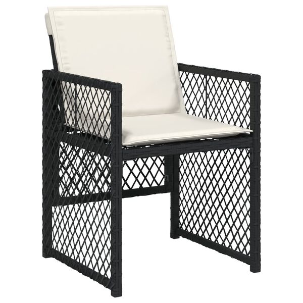 vidaXL 9 Piece Garden Dining Set with Cushions Black Poly Rattan