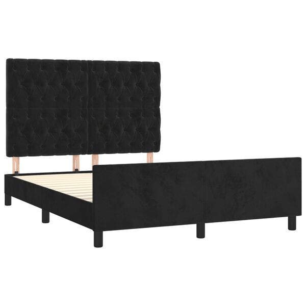 vidaXL Bed Frame without Mattress Black 137x187 cm Double Velvet