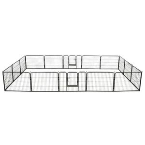 vidaXL Dog Playpen 16 Panels Steel 60x80 cm Black
