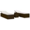 vidaXL 3 Piece Garden Sun Loungers with Tea Table Poly Rattan Brown