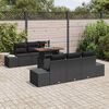 vidaXL Garden Sofa Set with Storage 7 pcs Black Poly rattan