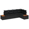 vidaXL Garden Sofa Set with Cushion 5 pcs Black Poly rattan