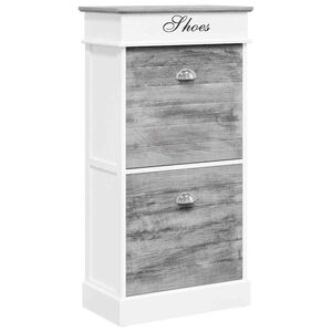 vidaXL Shoe Cabinet Grey 50x28x98 cm Paulownia Wood