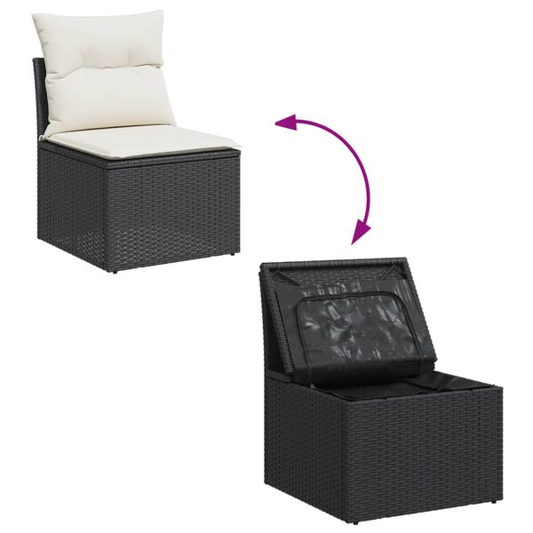 vidaXL 11 Piece Garden Sofa Set with Cushions Black Poly Rattan