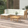 vidaXL 5 Piece Garden Lounge Set with Cream White Cushions Bamboo