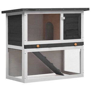 vidaXL Rabbit Hutch | Grey and White
