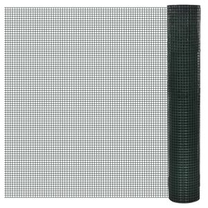 vidaXL Chicken Wire Fence Galvanised with PVC Coating 10x1 m Green