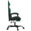 vidaXL Swivel Gaming Chair with Footrest Black&Green Faux Leather