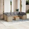 vidaXL 10 Piece Garden Sofa Set with Cushions Beige Poly Rattan