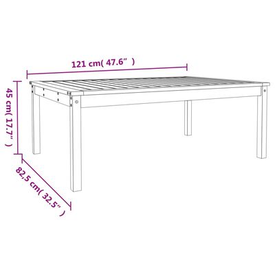 vidaXL Garden Table 121x82.5x45 cm Solid Wood Pine