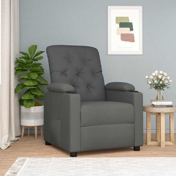 vidaXL Recliner Chair Dark Grey Fabric