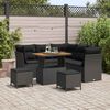 vidaXL Garden Sofa Set Height-Adjustable 8 pcs Black Poly Rattan