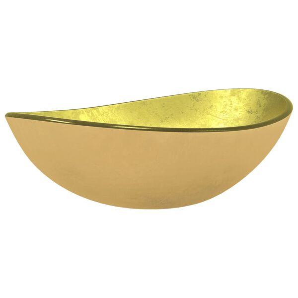 vidaXL Basin Tempered Glass 54.5x35x15.5 cm Gold